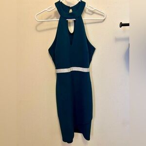 Windsor  Teal Sleeveless Dress with Silver Accent